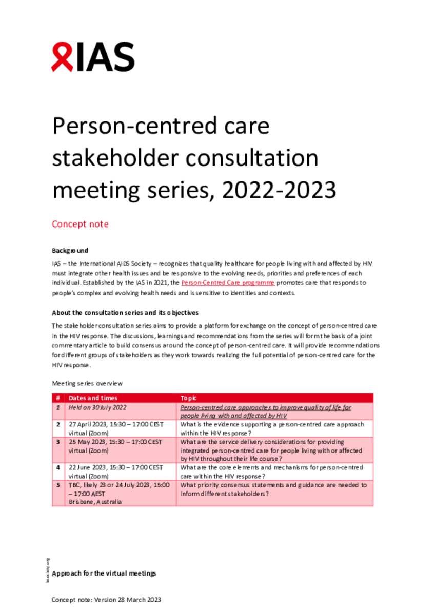 Person-centred care stakeholder consultations - Setting the scene | IAS ...