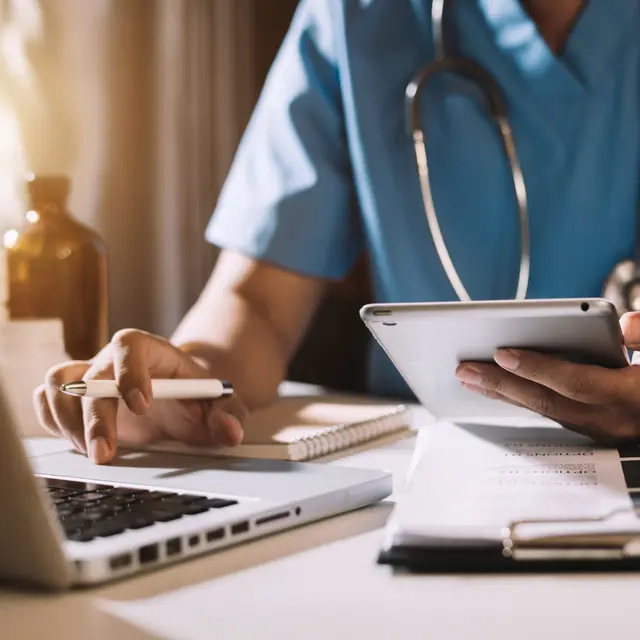 Doctor working on a computer